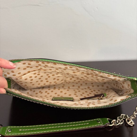 Kate Spade Wellesley Byrd Green Leather Gold Chain Shoulder Mini Bag - Picture 7 of 9